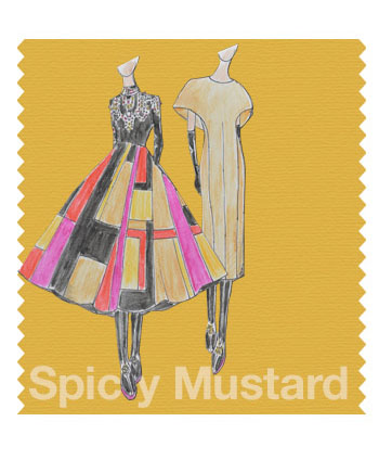 Swatch by Charles & Ron showcasing Pantone's Spicy Mustard