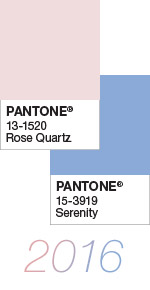 Pantone Color of the Year 2016 Rose Quartz 13-1520 and Serenity 15-3919