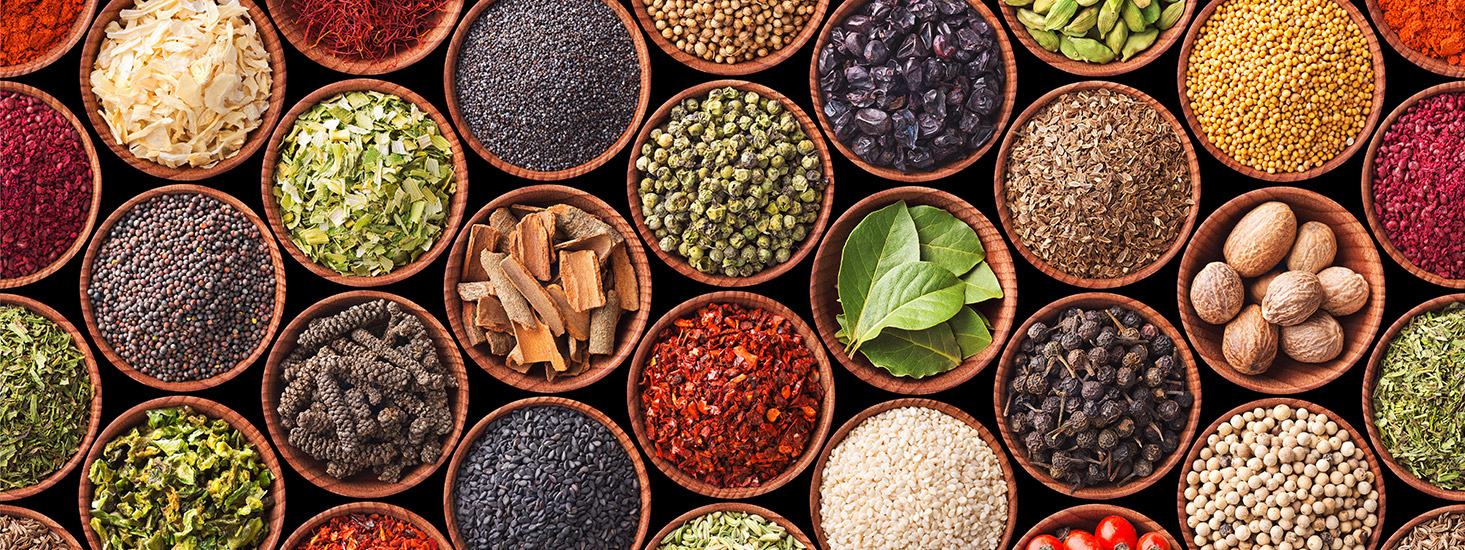 The Piquant tastes and colors of spices.